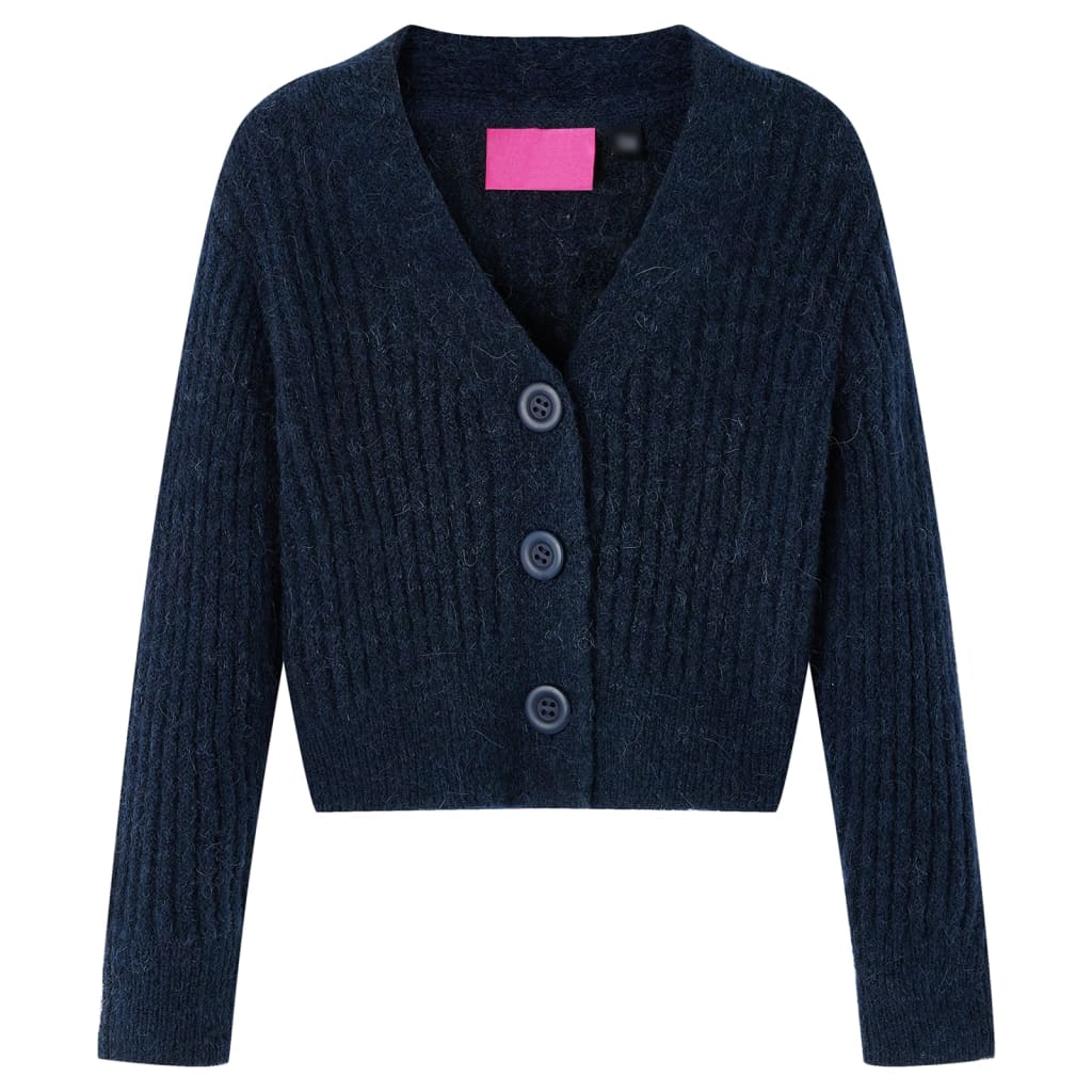 VidaXL Kinderstrickjacke gestrickt 128 Marineblau