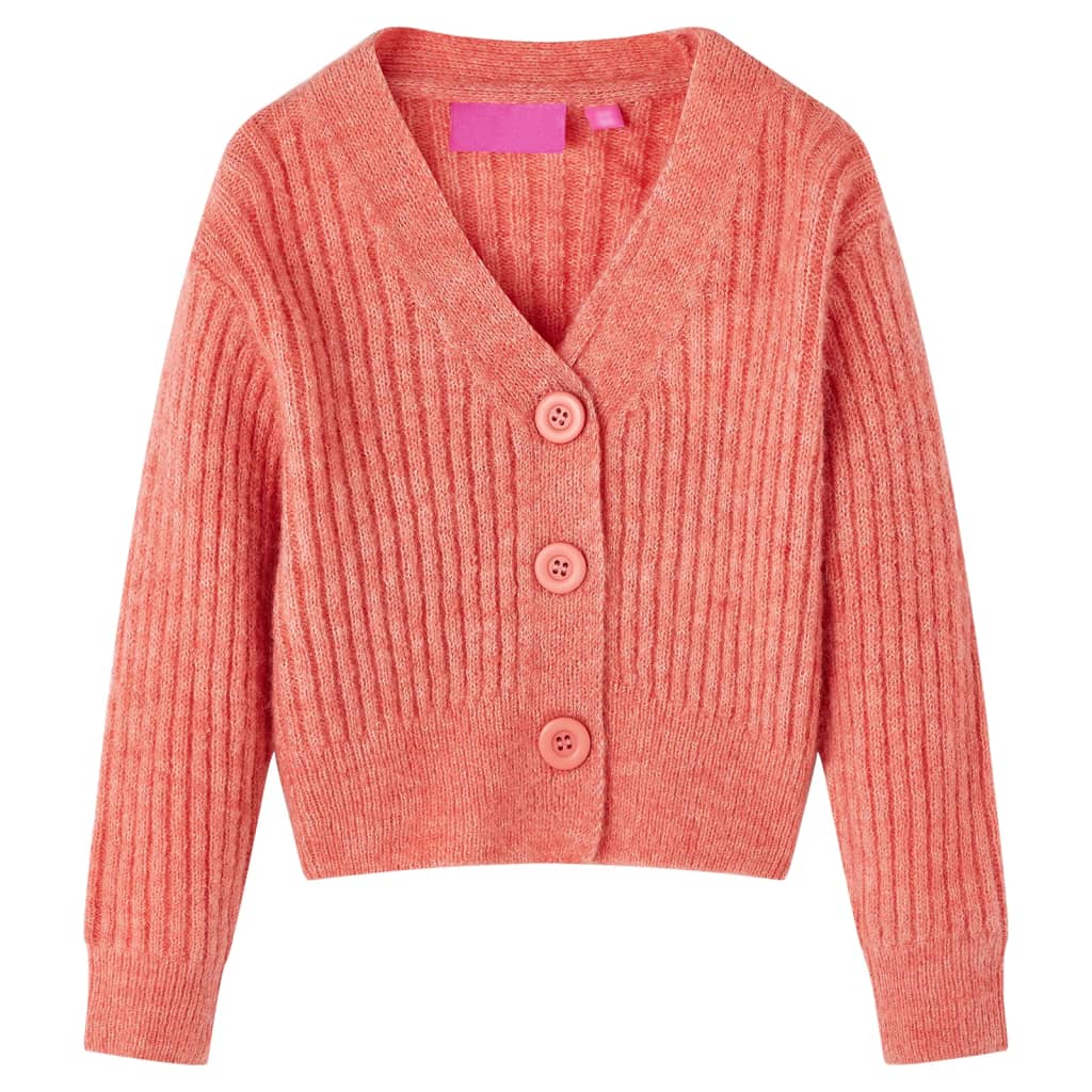 VidaXL Kinderstrickjacke gestrickt 128 mittelrosa