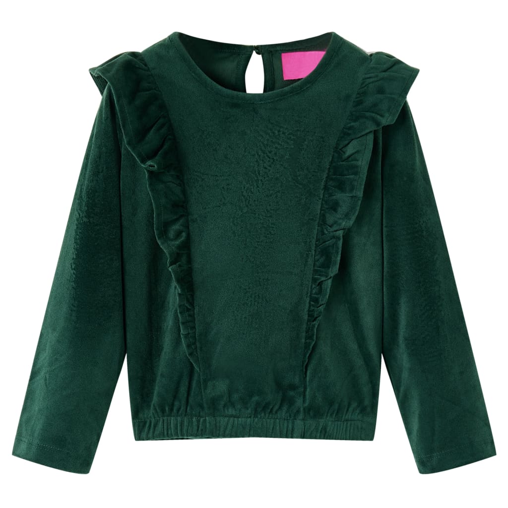 VidaXL Kinderbluse mit Rüschen 104 Dunkelgrün