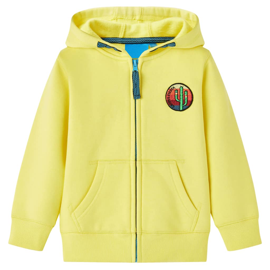 VidaXL Kinderstrickjacke mit Kapuze und Reißverschluss 104 Hellgelb
