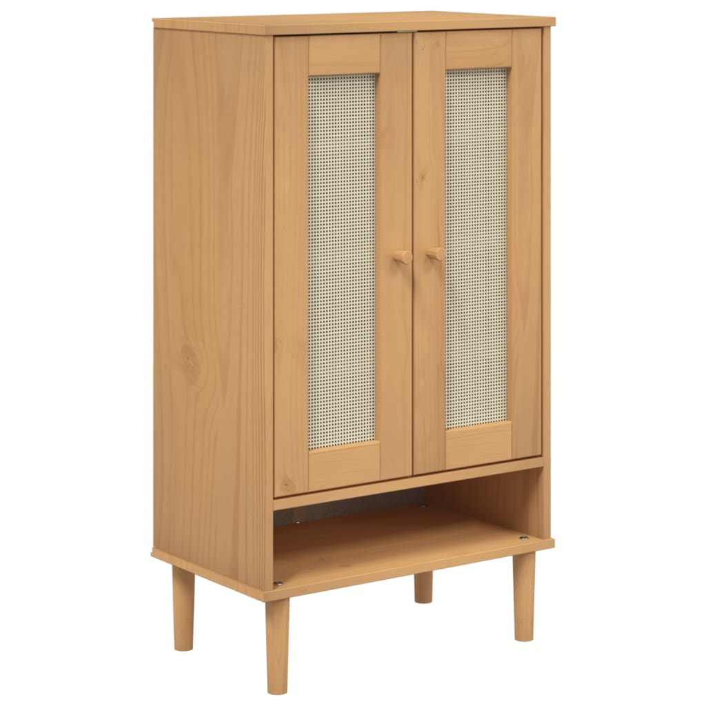 Vidaxx Schuhschrank Senja 59,5x35x107 cm Rattanoptik Kiefernholz braun
