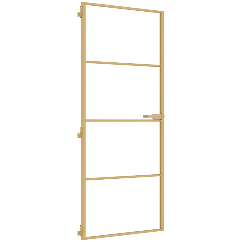Vidaxx Innentür schmal 83x201,5 cm gehärtetes Glas und Aluminium goldfarben