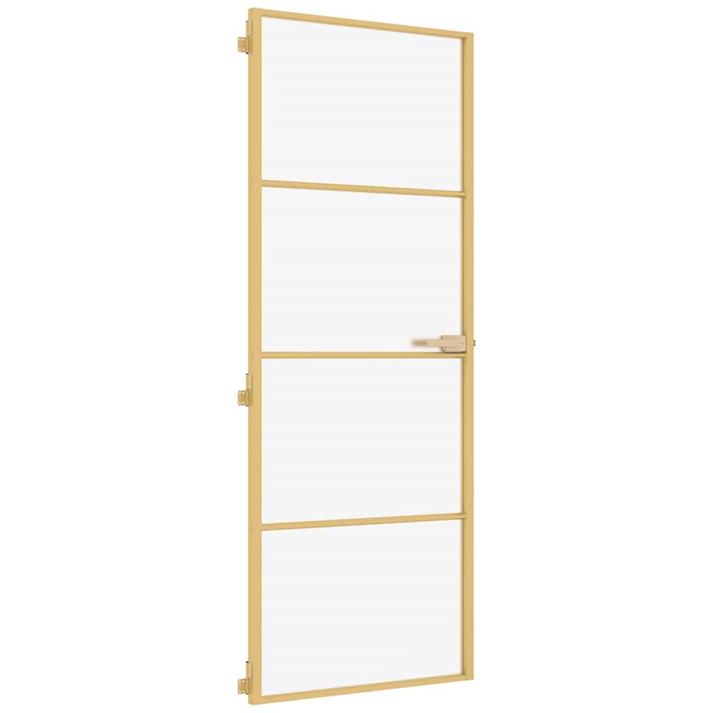 Vidaxx Innentür schmal 76x201,5 cm gehärtetes Glas und Aluminium goldfarben