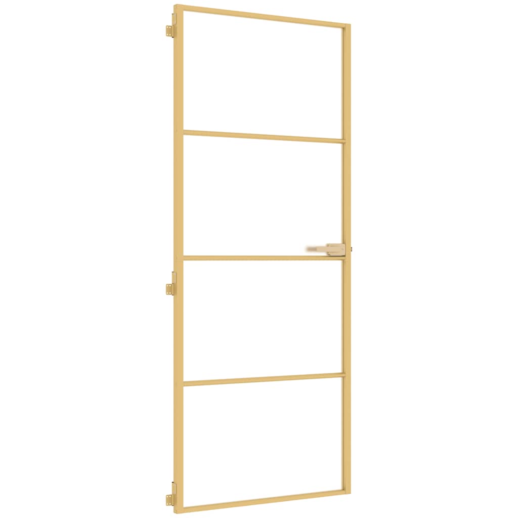 Vidaxx Innentür schmal 83x201,5 cm gehärtetes Glas und Aluminium goldfarben