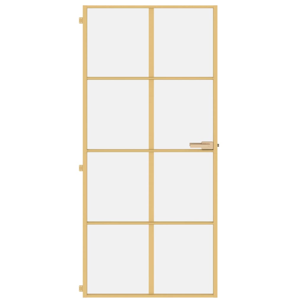 Vidaxx Innentür schmal 93x201,5 cm gehärtetes Glas und Aluminium goldfarben