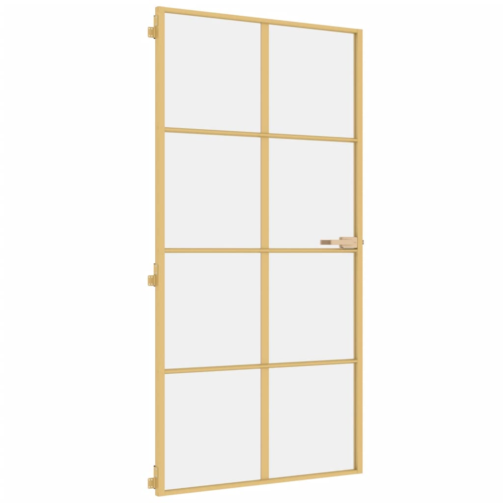 VidaXL Innentür schmal 102,5x201,5 cm gehärtetes Glas und Aluminium gold