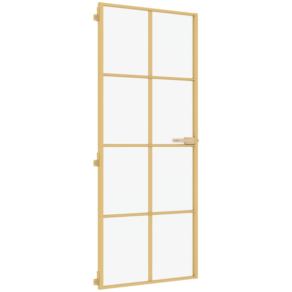 Vidaxx Innentür schmal 83x201,5 cm gehärtetes Glas und Aluminium goldfarben