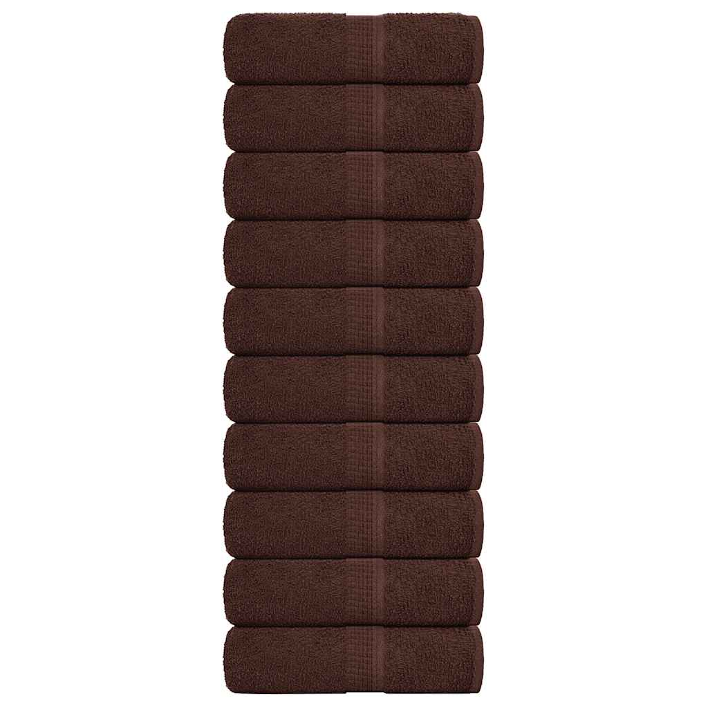 VidaXL Gästehandtücher 10 Stück 30x50 cm 360 g m² 100 % Baumwolle braun