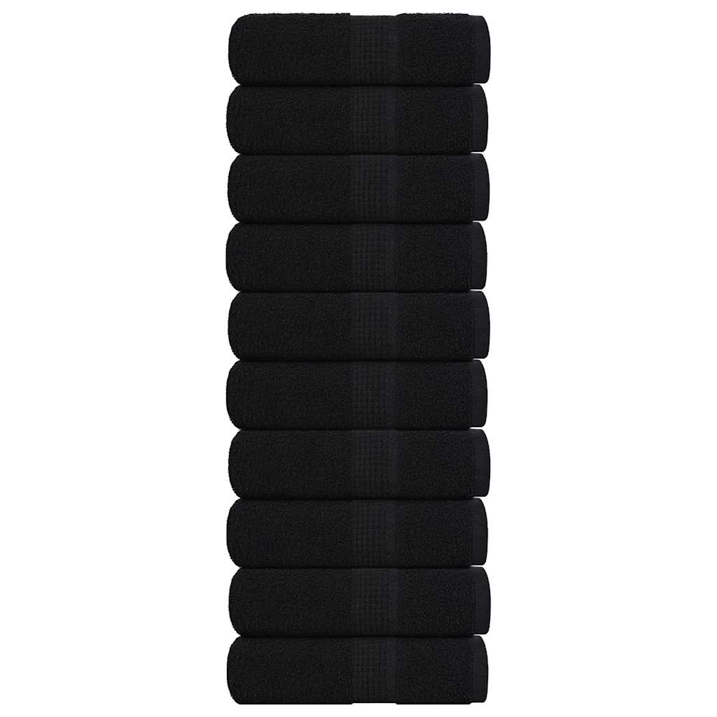 VidaXL Gästehandtücher 10 Stück 30x50 cm 360 g m² 100 % Baumwolle Schwarz