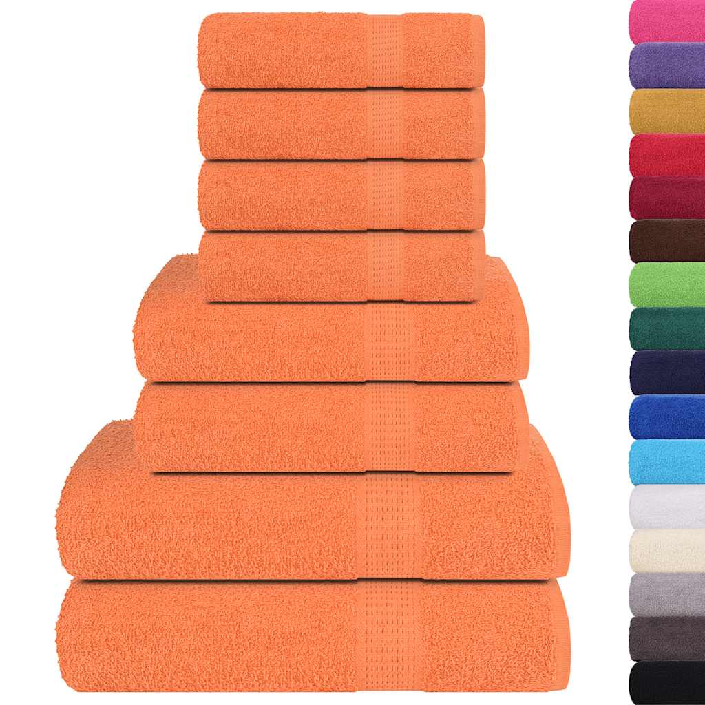 VidaXL 8-teiliges Handtuchset 360 g m² 100 % Baumwolle Orange