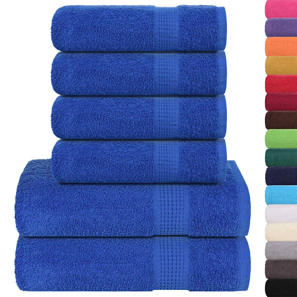 VidaXL 6-teiliges Handtuchset 360 g m² 100 % Baumwolle Blau