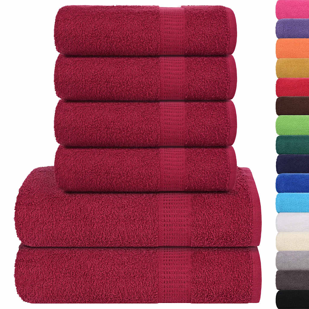 Vidaxx 6-teiliges Handtuchset 360 g m² 100 % Baumwolle Burgunderrot