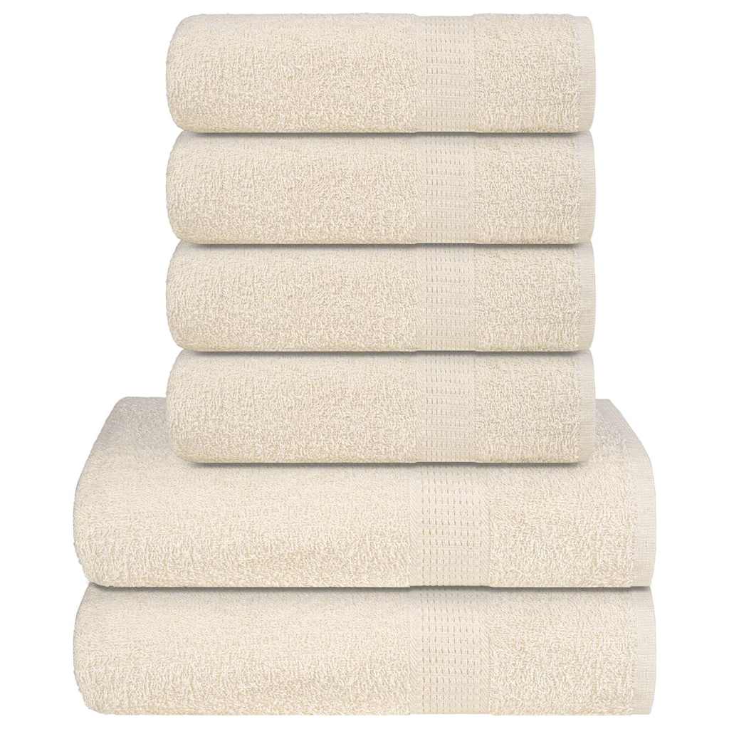 VidaXL 6-teiliges Handtuchset 360 g m² 100 % Baumwolle cremefarben