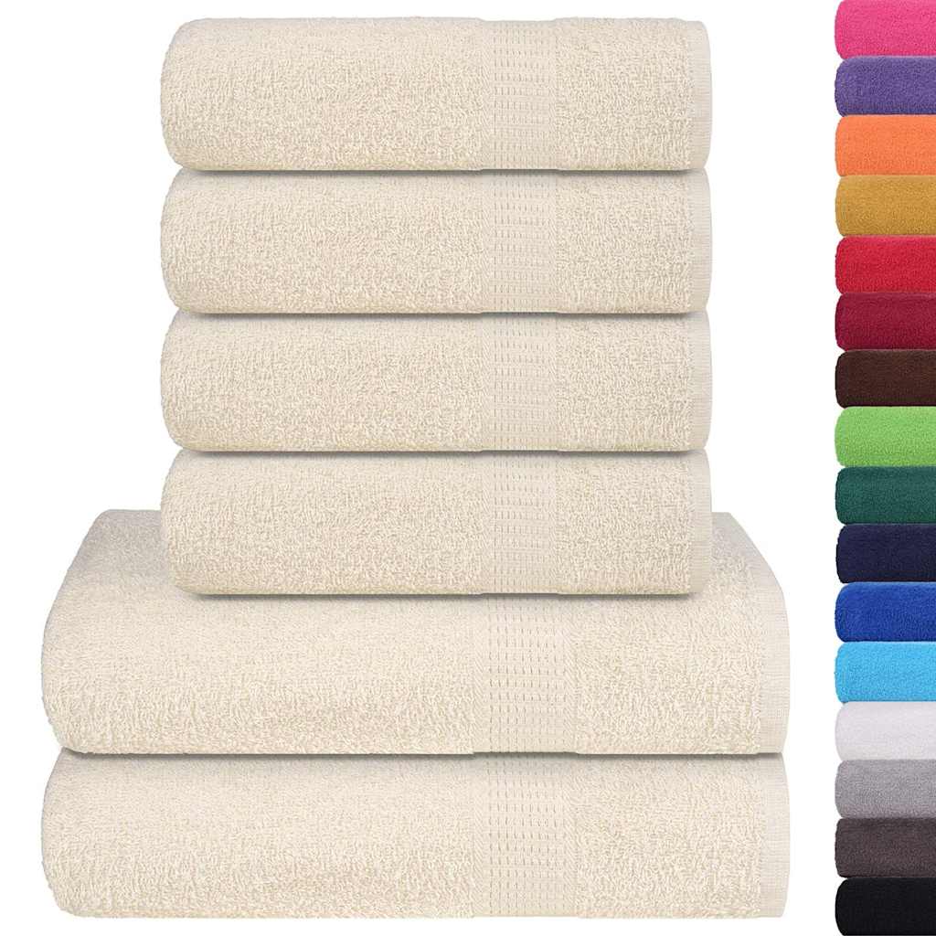 VidaXL 6-teiliges Handtuchset 360 g m² 100 % Baumwolle cremefarben