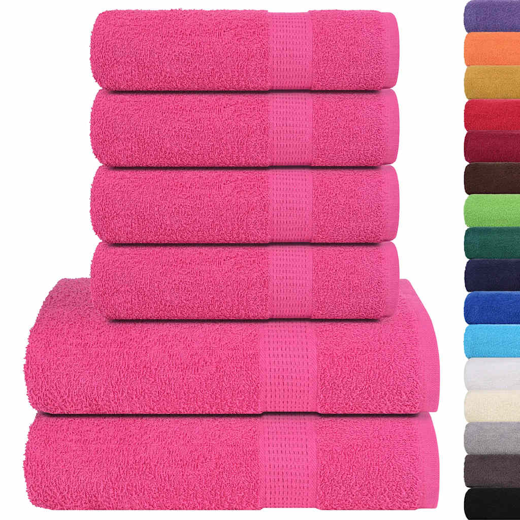 VidaXL 6-teiliges Handtuchset 360 g m² 100 % Baumwolle rosa
