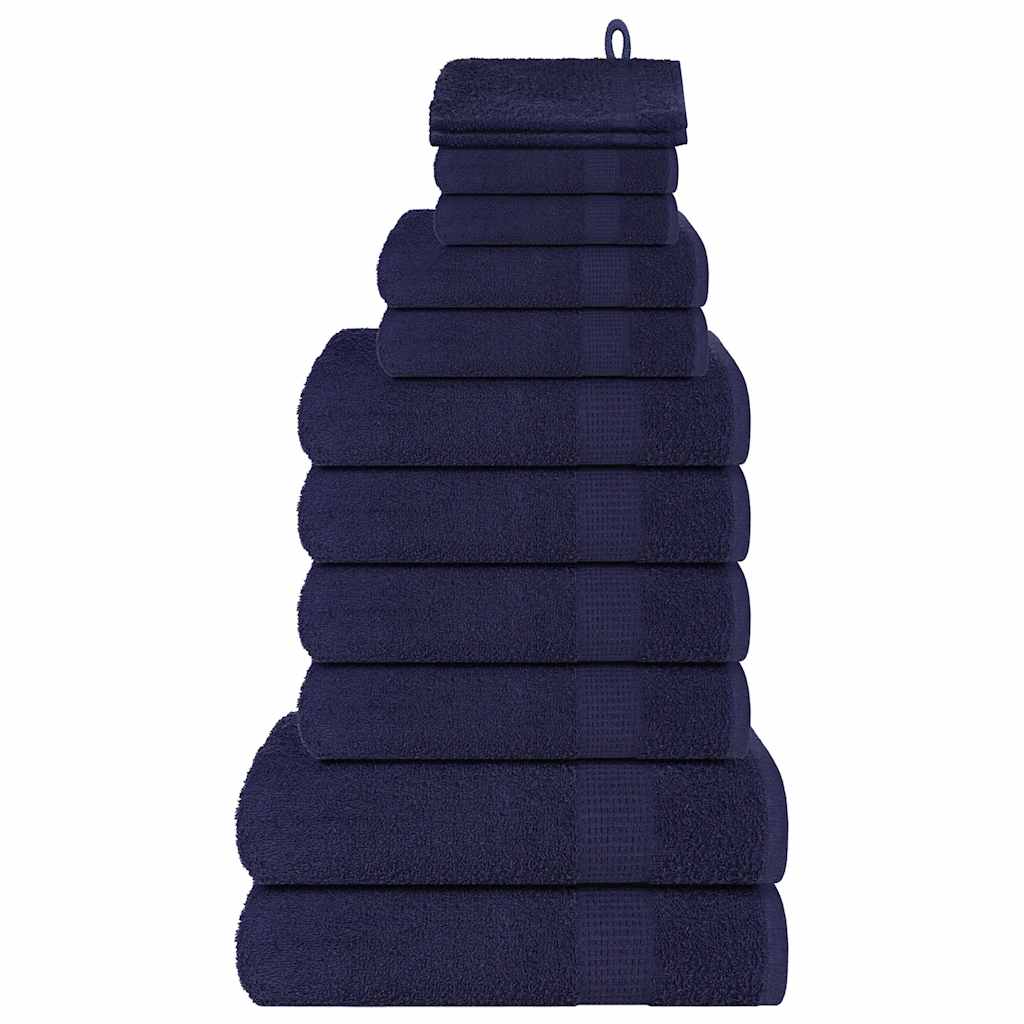 VidaXL 12-teiliges Handtuchset 360 g m² 100 % Baumwolle Marineblau