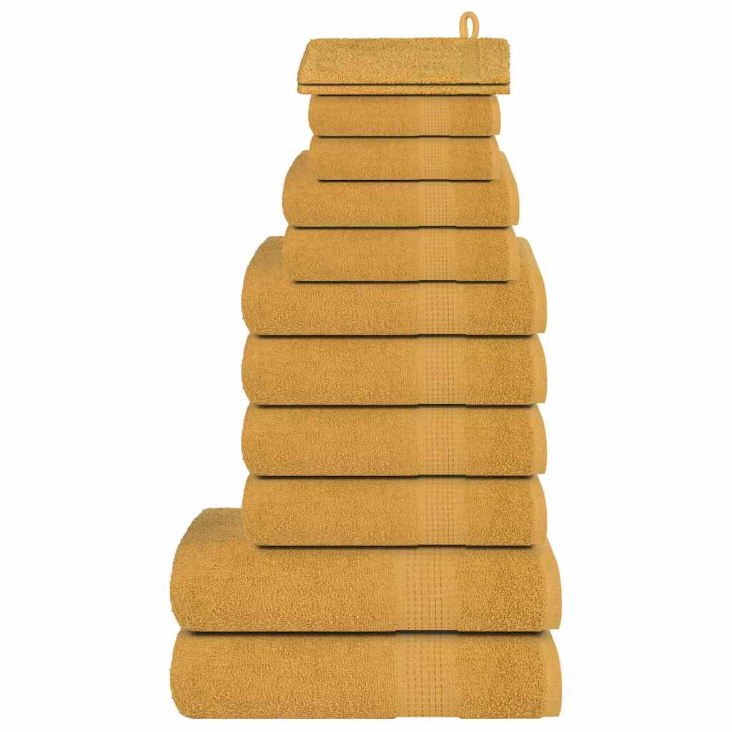 Vidaxxl 12-teiliges Handtuchset 360 g m² 100 % Baumwolle goldfarben