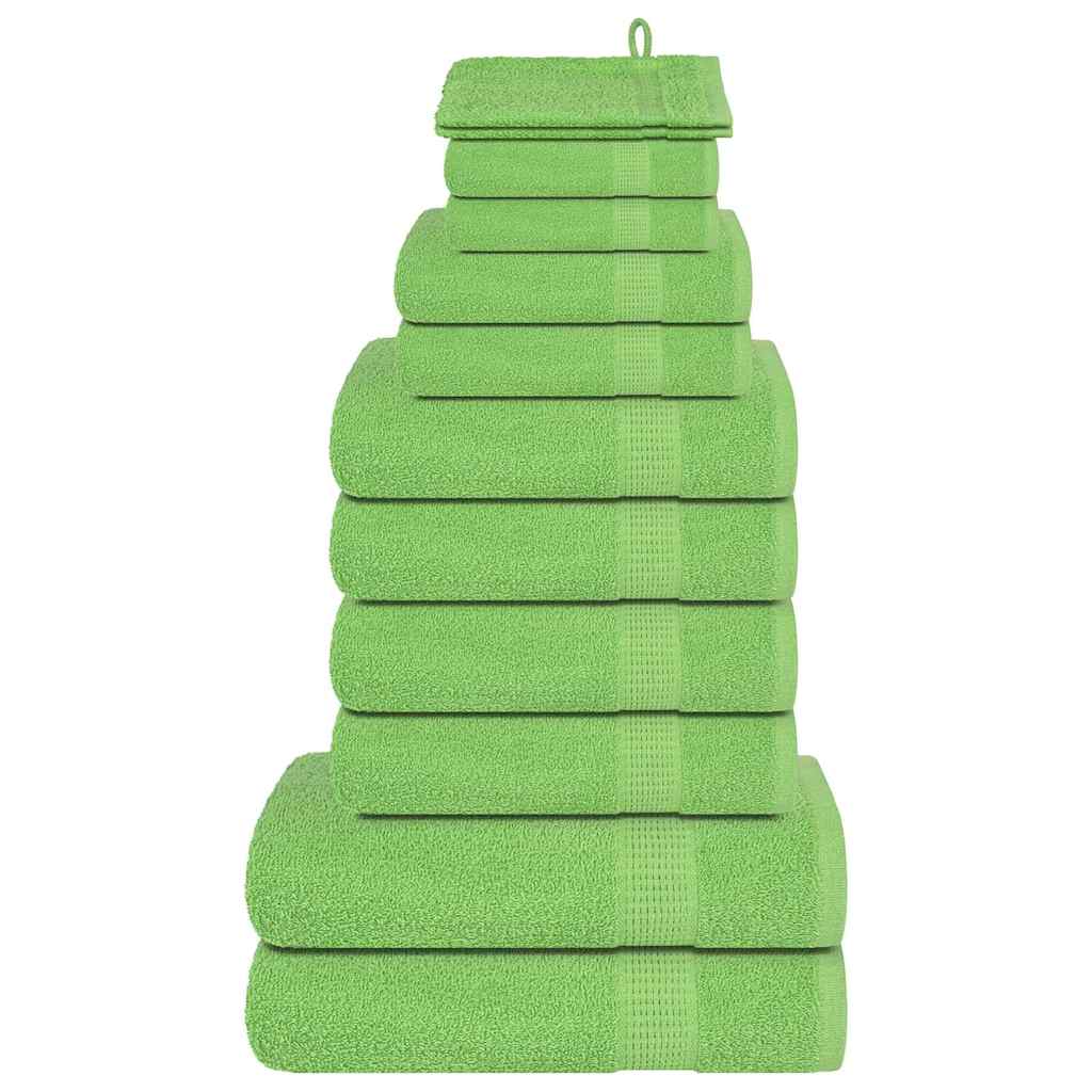 VidaXL 12-teiliges Handtuchset 360 g m² 100 % Baumwolle grün