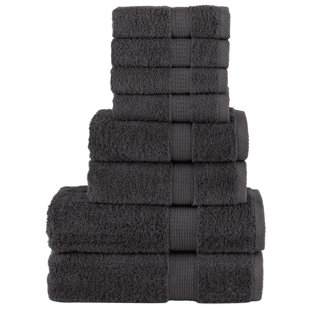 Vidaxl 8-teiliges Handtuchset Solid 600 g m² Anthrazit