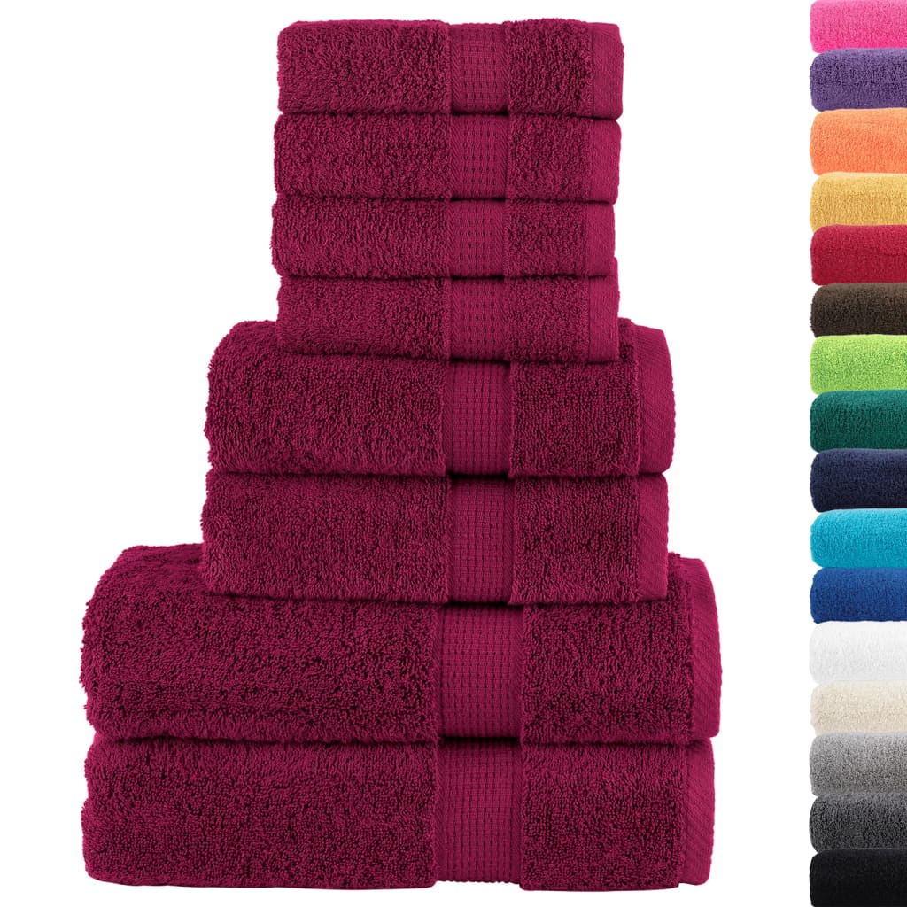 VidaXL 8-teiliges Handtuchset SOLUND 600 g m² Burgunderrot