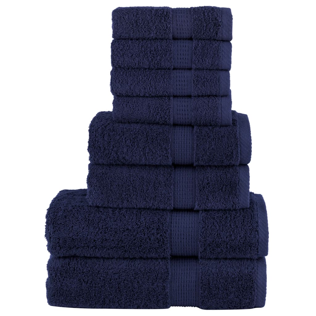 VidaXL 8-teiliges Handtuch-Set, einfarbig, 600 g/m², Marineblau