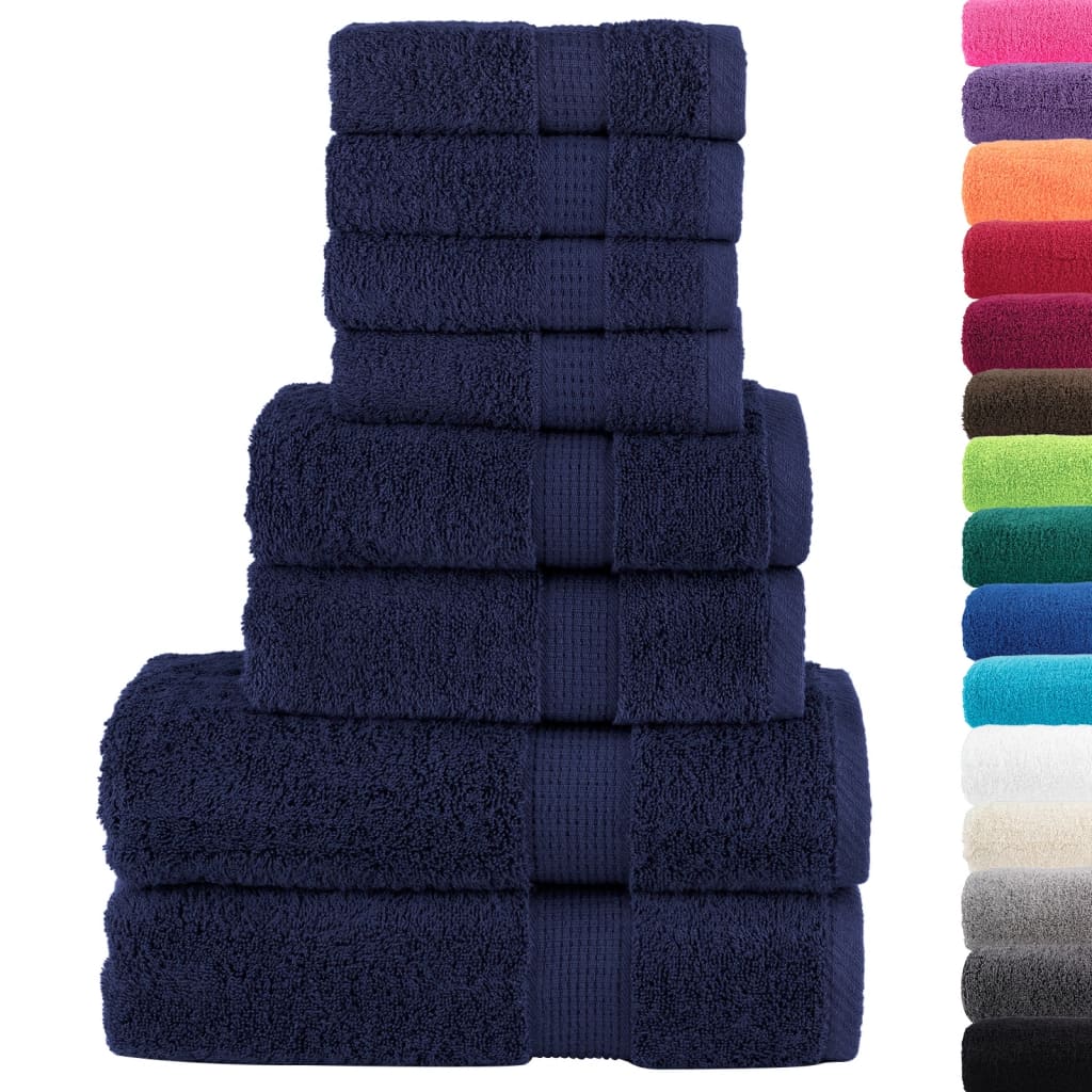 VidaXL 8-teiliges Handtuch-Set, einfarbig, 600 g/m², Marineblau