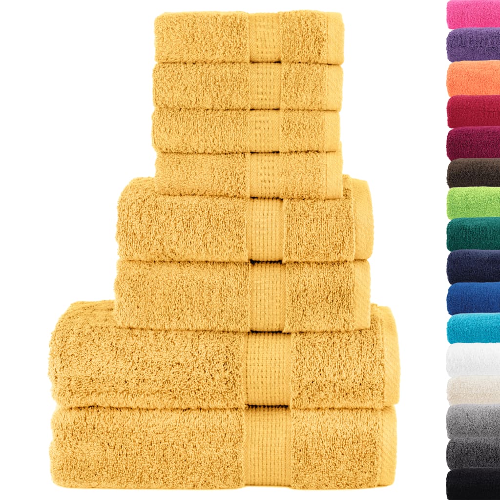 VidaXL 8-teiliges Handtuchset SOLUND 600 g m² goldfarben