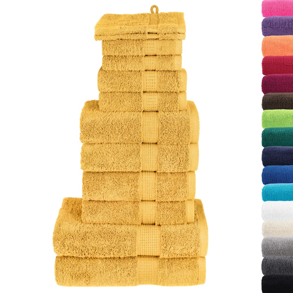 VidaXL 12-teiliges Handtuchset SOLUND 600 g m² goldfarben