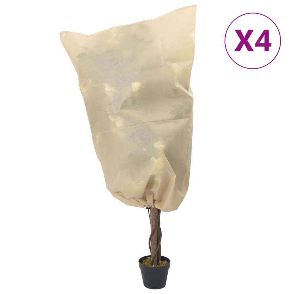 VidaXL Vlieshüllen für Pflanzen mit Kordelzug 4 Stück 70 g m² 0,8x0,8 m