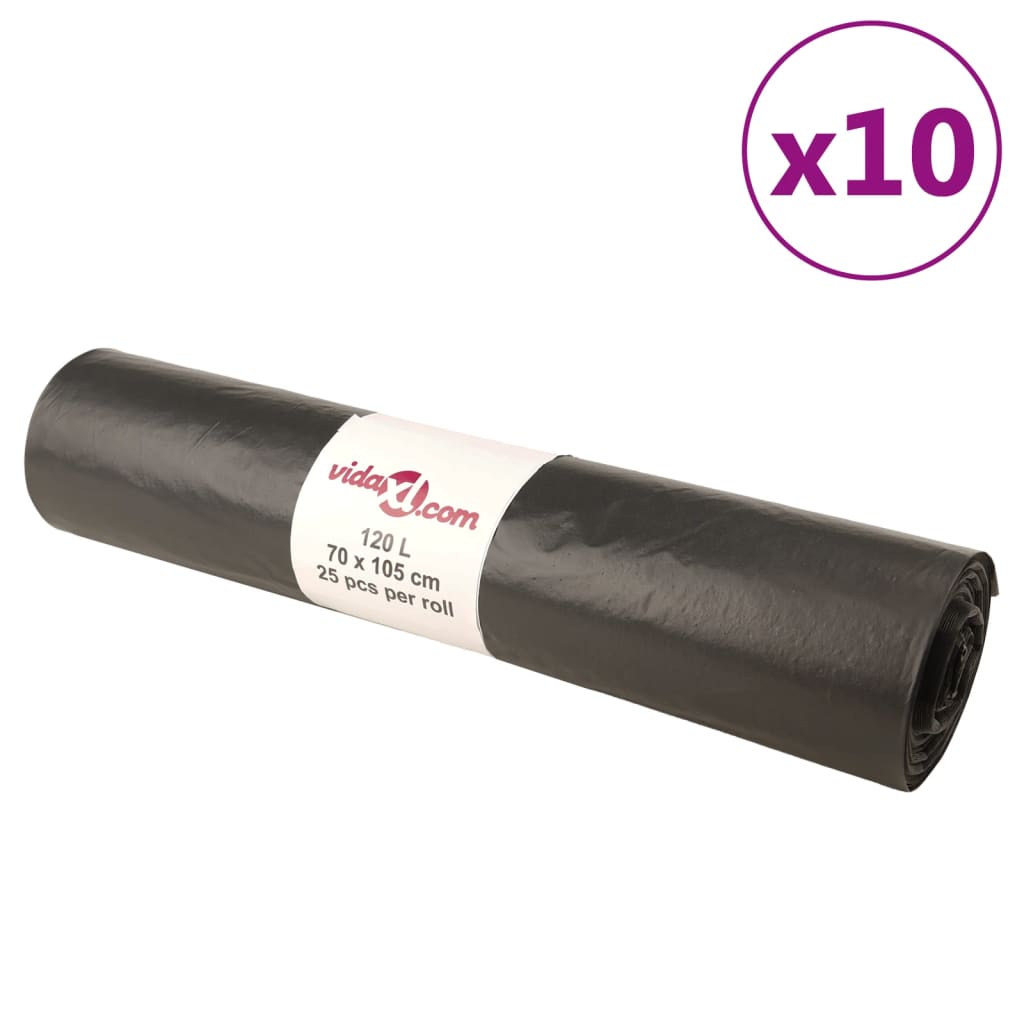 VidaXL Müllsäcke 250 Stück 120 l schwarz