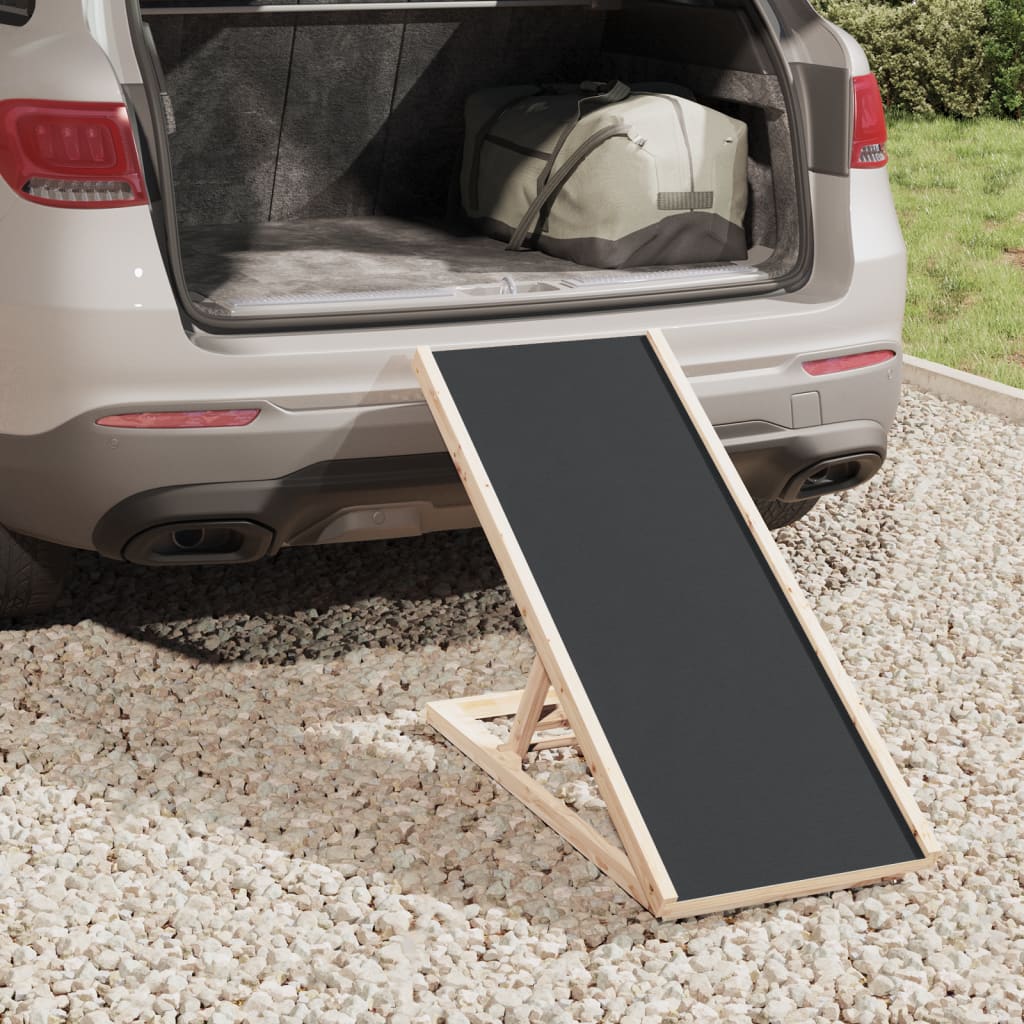 Vidaxxl Hunderampe 100x40 cm massives Kiefernholz grau