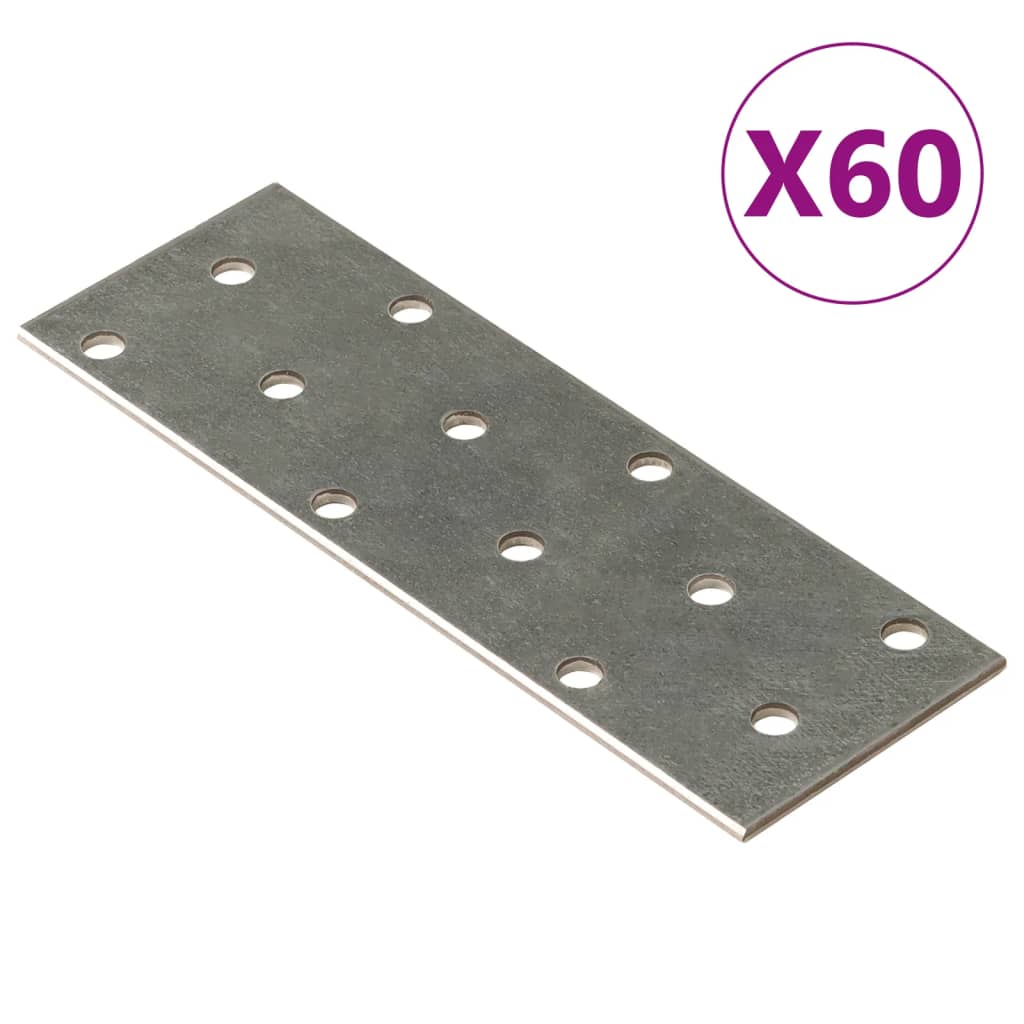 VidaXL-Platten perforiert 60 Stück 2 mm 120x40 mm verzinkter Stahl