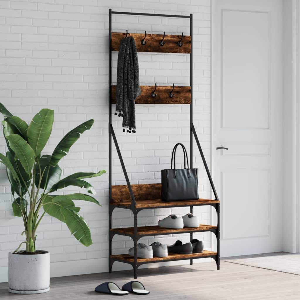 Vidaxx Kleiderständer mit Schuhablage 72x34x184 cm Räuchereiche