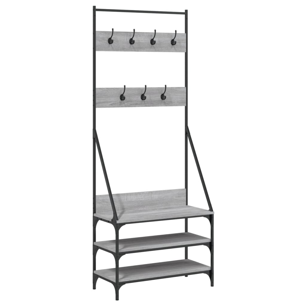 VidaXL Kleiderständer mit Schuhregal 72x34x184 cm, Farbe Sonoma-Eiche grau