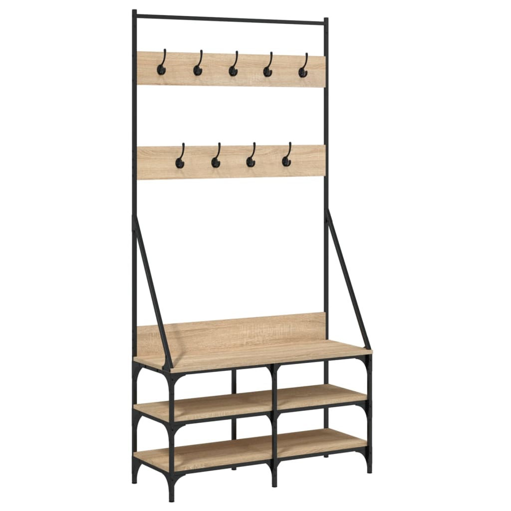 VidaXL Kleiderständer mit Schuhablage 90x34x184 cm Sonoma-Eiche-farbig
