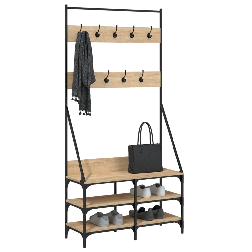 VidaXL Kleiderständer mit Schuhablage 90x34x184 cm Sonoma-Eiche-farbig