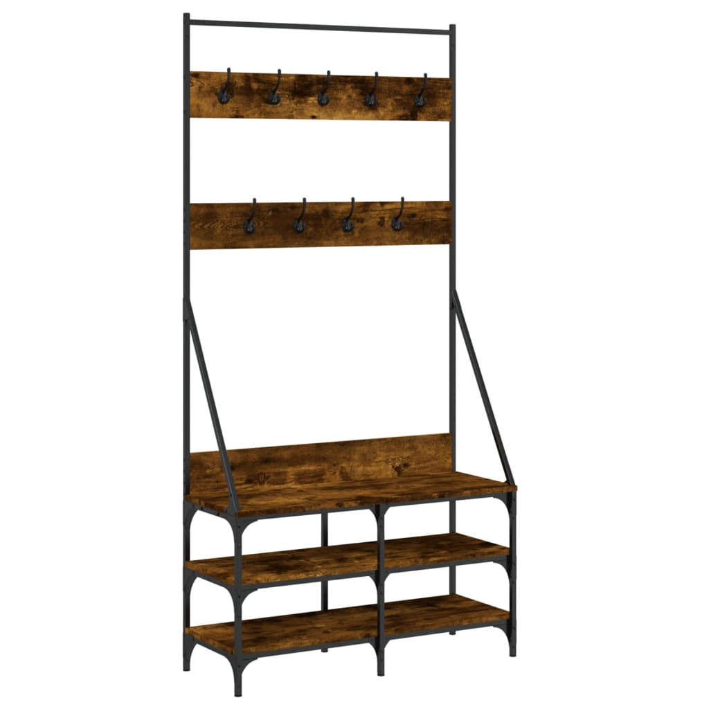 Vidaxx Kleiderständer mit Schuhablage 90x34x184 cm Räuchereiche