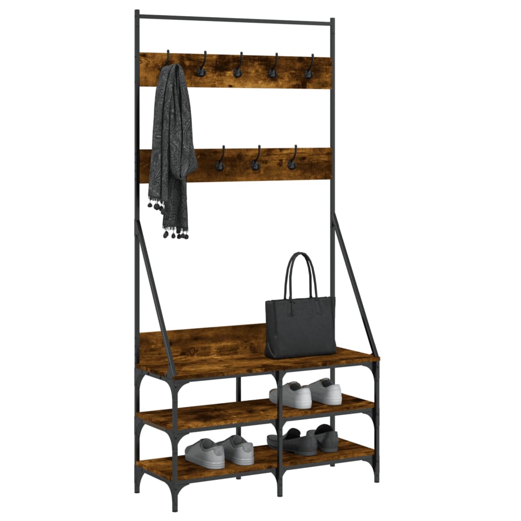 Vidaxx Kleiderständer mit Schuhablage 90x34x184 cm Räuchereiche