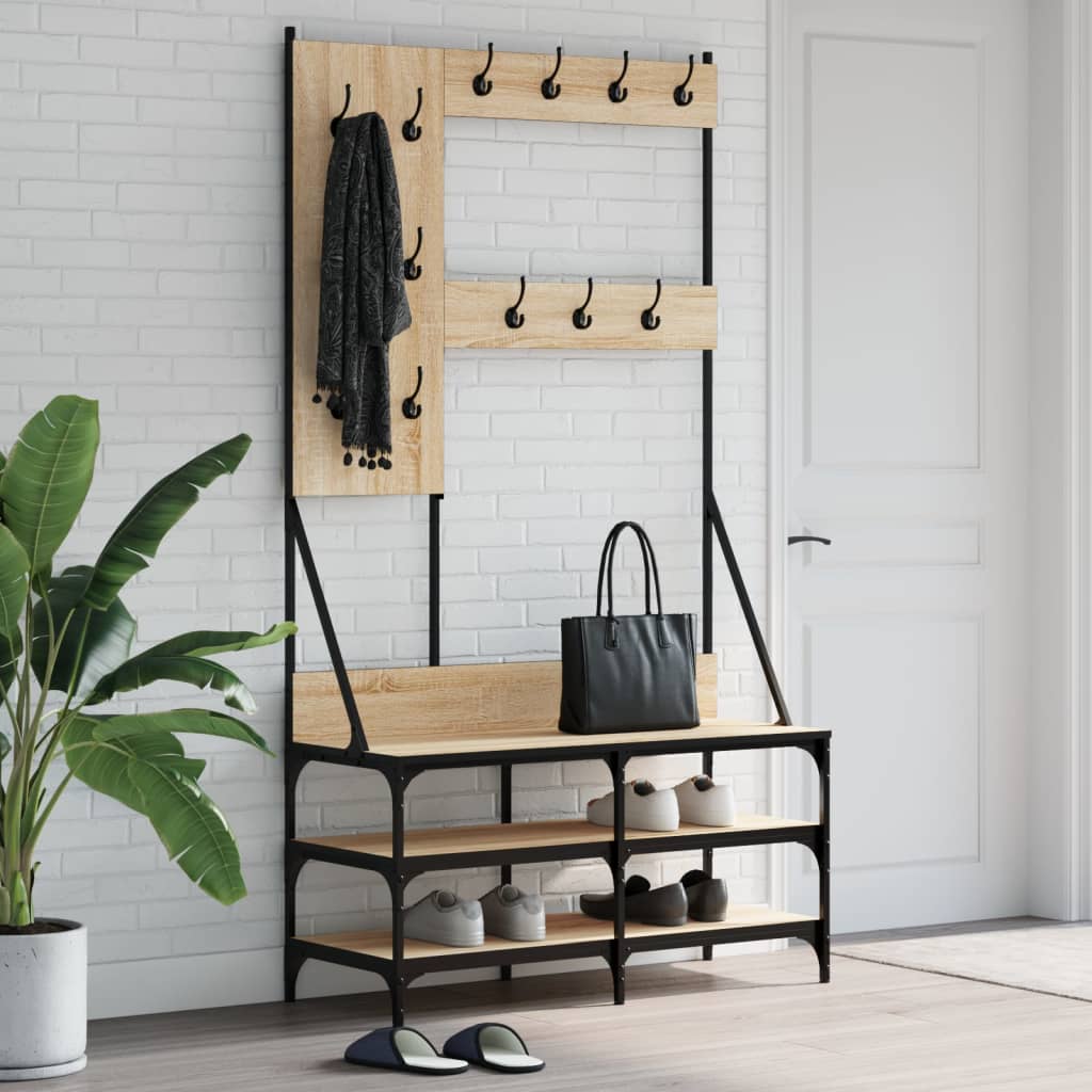 VidaXL Kleiderständer mit Schuhablage 100x40x184 cm Sonoma-Eiche-farbig