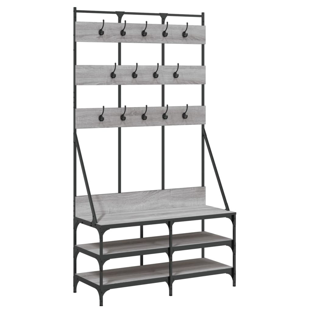VidaXL Kleiderständer mit Schuhregal 100 x 40 x 184 cm, Farbe Sonoma-Eiche grau