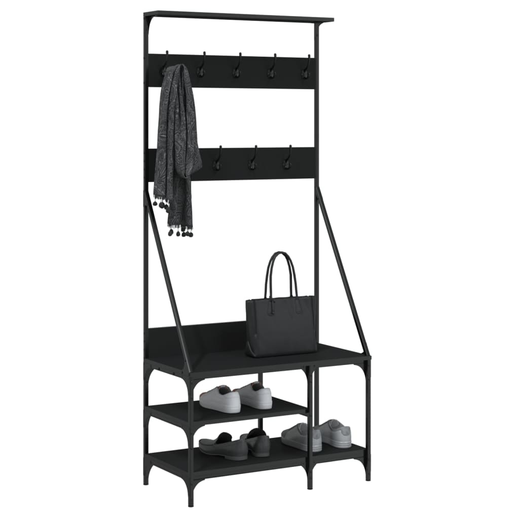 VidaXL Kleiderständer mit Schuhablage 80x40x184 cm schwarz
