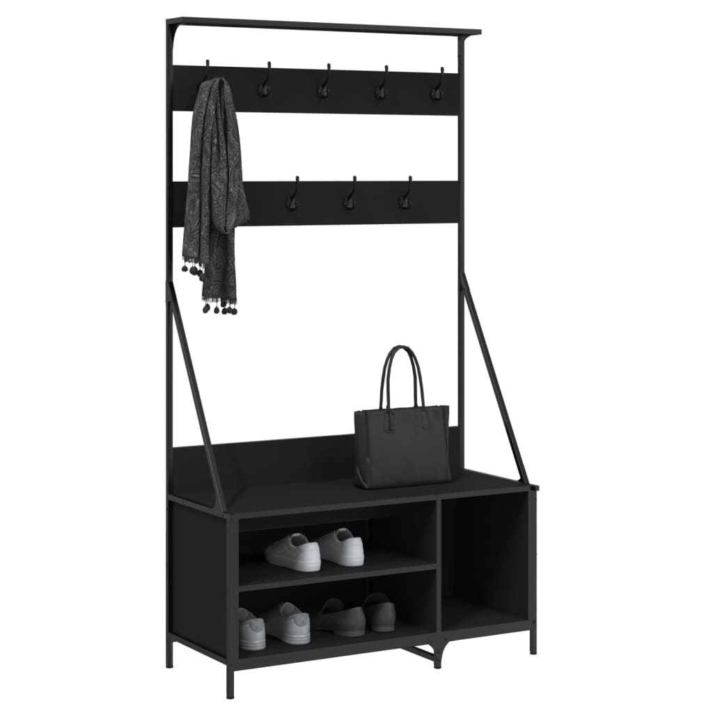 VidaXL Kleiderständer mit Schuhablage 100x41x184 cm schwarz