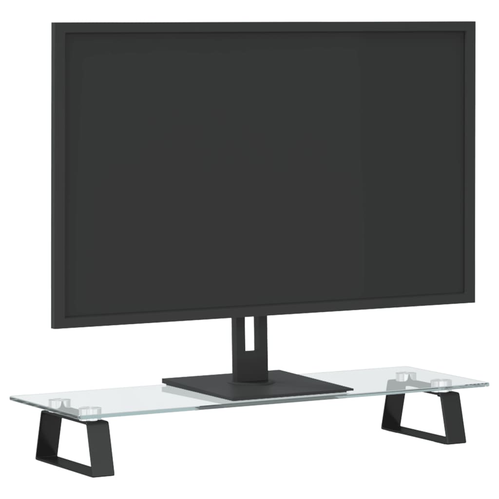 VidaXL Monitorständer 60x20x8 cm gehärtetes Glas und Metall schwarz