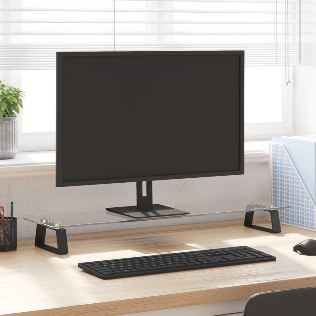 Vidaxx Monitorständer 80x20x8 cm gehärtetes Glas und Metall schwarz