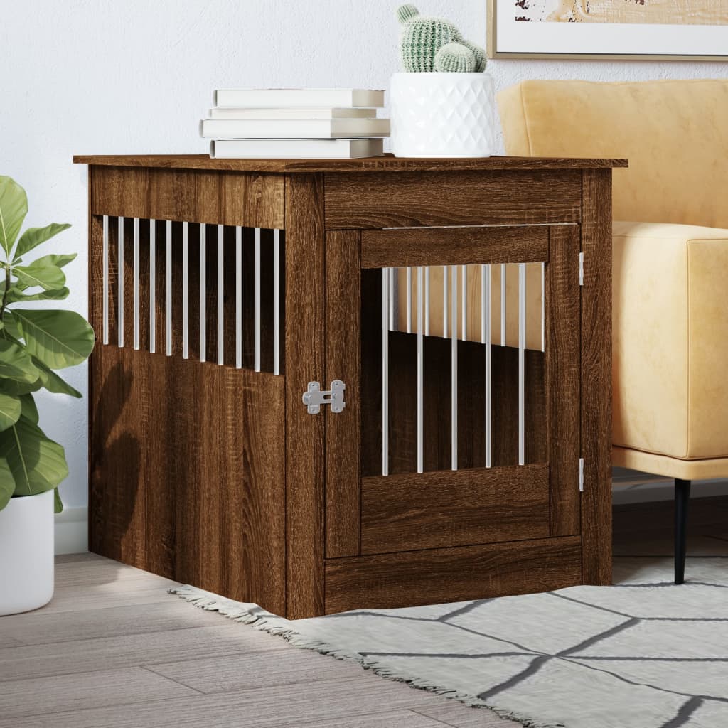 Vidaxxl Hundebox 64,5 x 80 x 71 cm, fertige Holzfarbe, braune Eiche