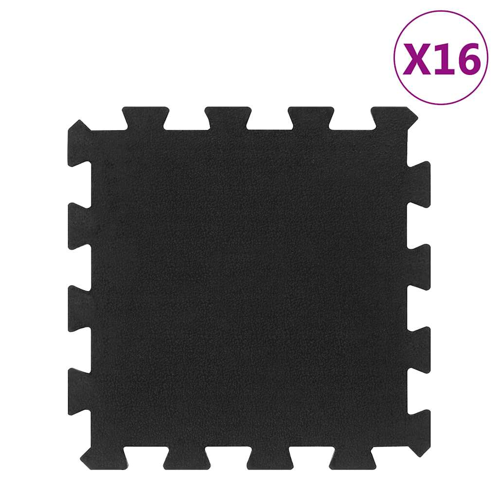 Vidaxxl Gummifliesen 16 Stück 16 mm 30x30 cm schwarz