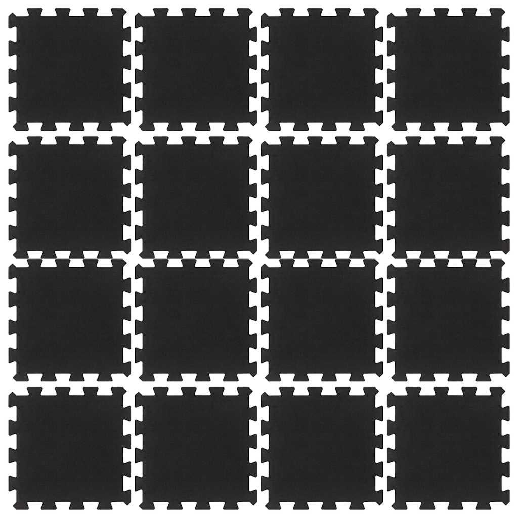 Vidaxxl Gummifliesen 16 Stück 16 mm 30x30 cm schwarz