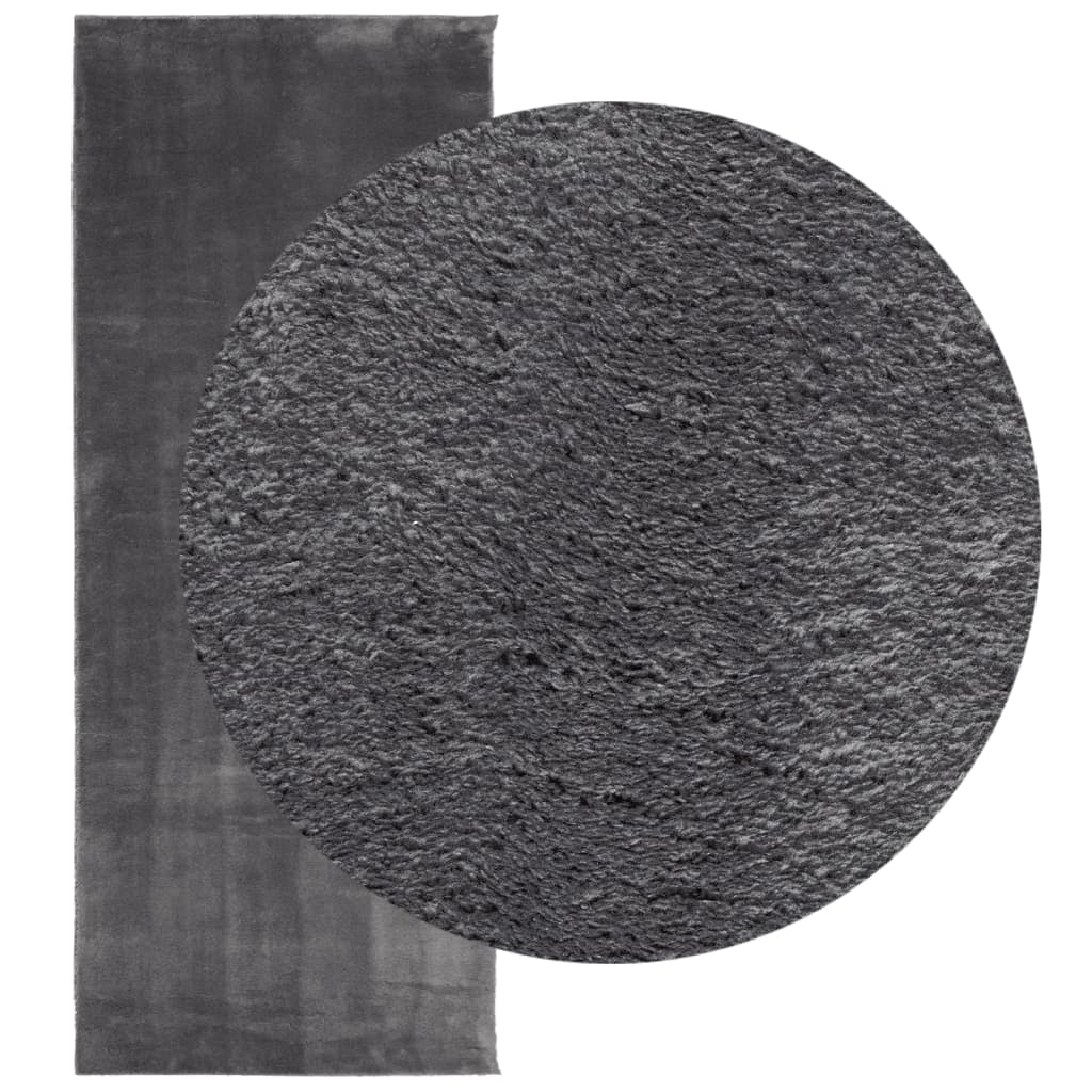 VidaXL Teppich Huarte Kurzflor weich waschbar 80x200 cm Anthrazit