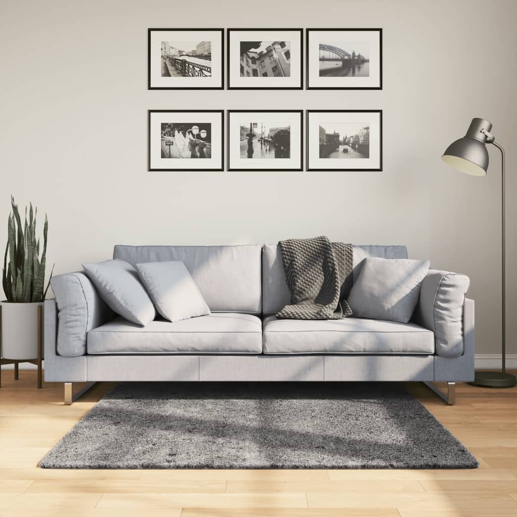 VidaXL Teppich Huarte Kurzflor weich waschbar 120x120 cm Anthrazit