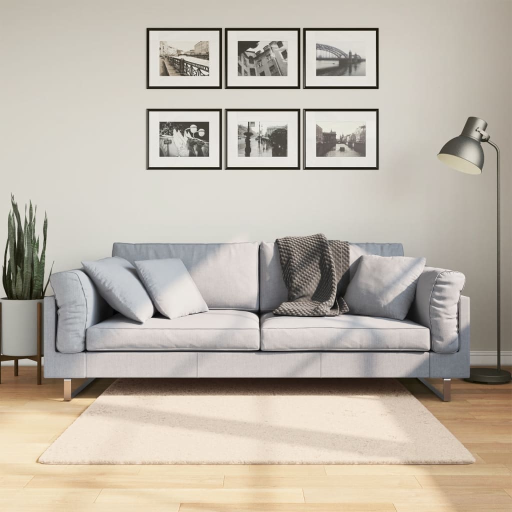 VidaXL Teppich Huarte Kurzflor weich waschbar 120x120 cm Beige